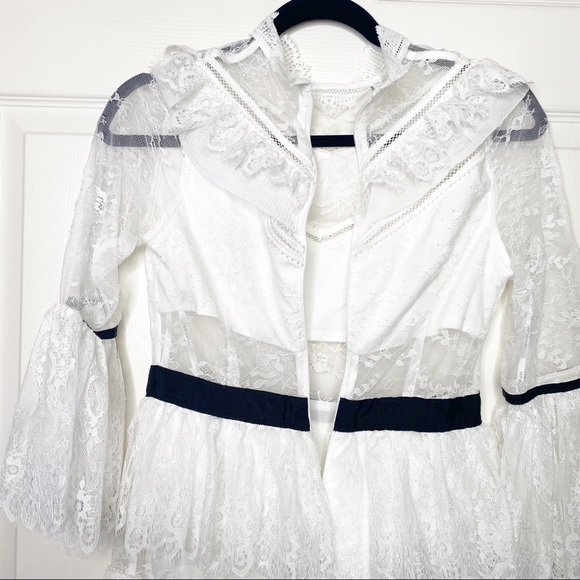 Self-Portrait Fine Lace Mini Dress White - Picture 11 of 14